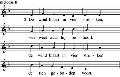 3. Melodie A+B en vier maal tien is veertig, het tijdperk van de Geest, en al die tijd is Mozes met God alleen geweest. 4.