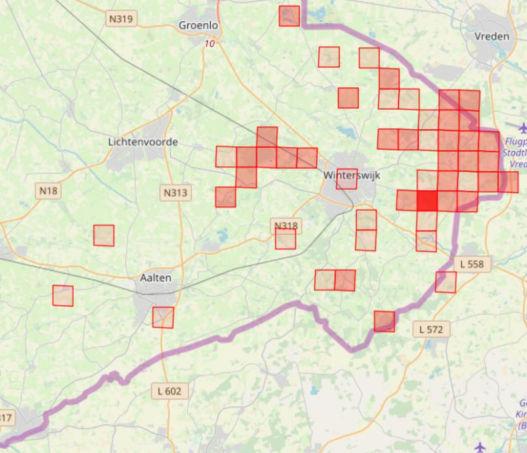 Onderzoek: Gericht onderzoek gewenst in de bossen in de noordelijke en westelijke helft van het gebied waar de soort nog