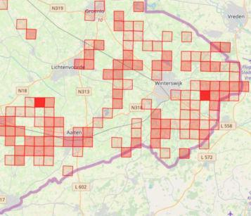 Vliegtijd: Half april-eind mei in één generatie. Aantallen vlinders per week in de Zuidoost-Achterhoek 2005-2017.