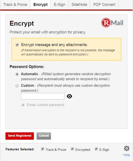 2 - Encrypt (beveiligd versturen) Met de encryptie beveiligd u de verzonden informatie (end-to-end beveiliging).