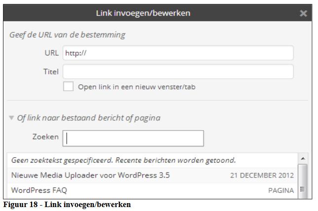 Het eerste veld URL spreekt voor zichzelf, dit is waar je de link die je toe wilt voegen in kopieert.