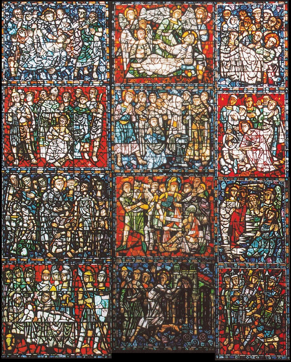 Kunstschatten in de Sint Martinuskerk, deel 16; Martinusramen in het Sacramentskoor De titel van dit artikeltje heeft de naam Martinusramen gekregen, want op de afbeelding zijn alle drie de ramen van