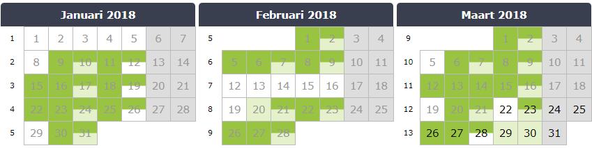 Hoofdmenu-item Planning: Bij het kennismakingsgesprek met IPPON worden jouw werkdagen besproken. IPPON vult in het begin jouw agenda in. Daarna houd je zelf jouw beschikbaarheid bij.