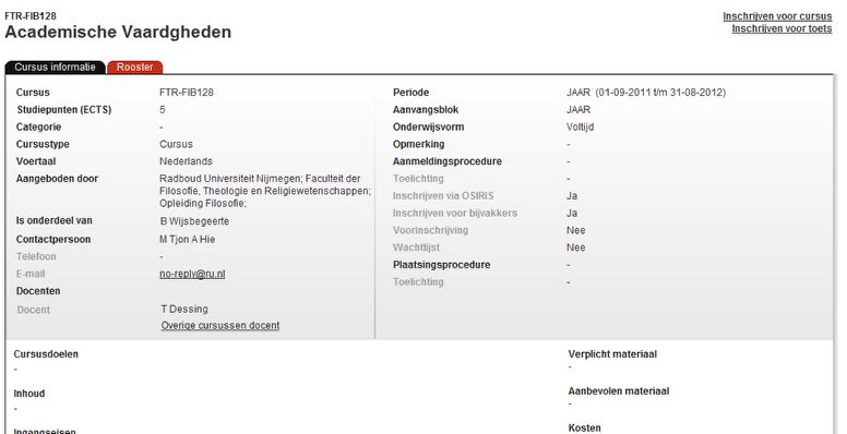 3. Bekijk de details van de cursus In dit scherm kun je je direct inschrijven voor de getoonde cursus of bijbehorende toets via