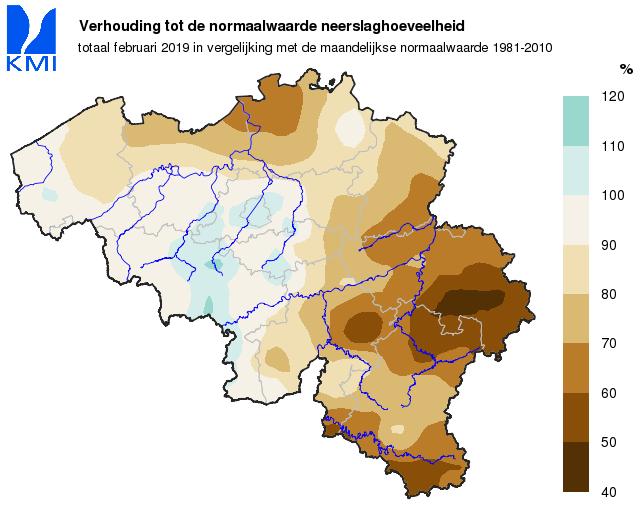 Geografische verdeling van de neerslag Geografische verdeling van de droogte index De genormaliseerde neerslagindex (SPI) laat toe om perioden van droogte te karakteriseren op basis van observaties