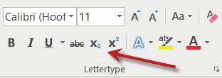 Super- en subscript Super- of subscript Soms moet een letter of cijfer hoger of lager naast een andere letter komen te staan, zoals het cijfer 2 in de verkorte aanduiding voor vierkante kilometer (km