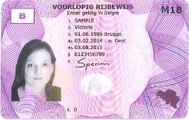 10. OPMAAK VAN HET VOORLOPIG RIJBEWIJS M18 VOORKANT ACHTERKANT VANAF 01-02-2019 De volgende vermeldingen moeten aangebracht worden op het voorlopig rijbewijs identiteit van de kandidaat (naam,