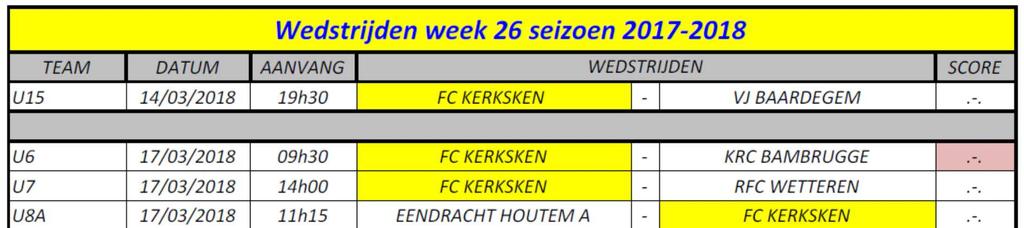 VOLGENDE SPEELDAG: Met sportieve