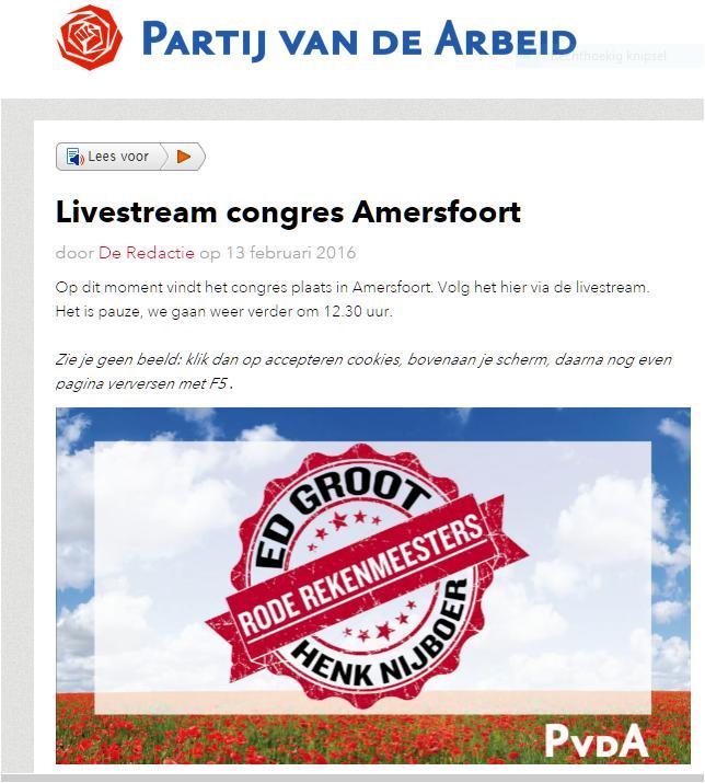 De PvdA congresseert in Amersfoort en namens de afdeling Coevorden gingen Joop Slomp en Nina Jasperse.