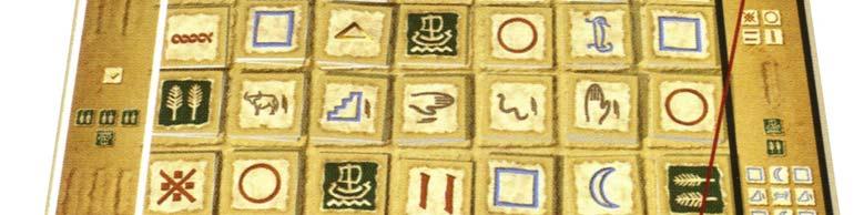 Alle hiëroglyfenkaartjes worden gemixt en op het speelbord gelegd met de afbeeldingen zichtbaar. De kaartjes worden willekeurig verdeeld.