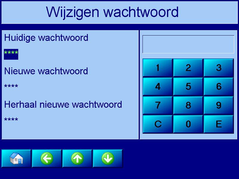 5.4.3) Wijzig wachtwoord Voor (technisch) personeel in een wasserij is het makkelijker om hetzelfde wachtwoord te hebben voor alle machines.