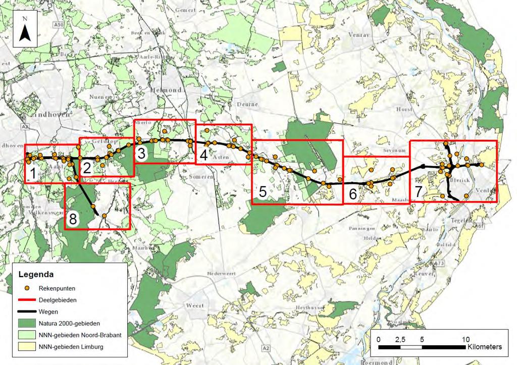 5.3 Berekeningen Ten behoeve van het bepalen van de effecten van het project A67 op de stikstofdepositie binnen de gebieden van het Natuur Netwerk Nederland zijn berekeningen uitgevoerd met het