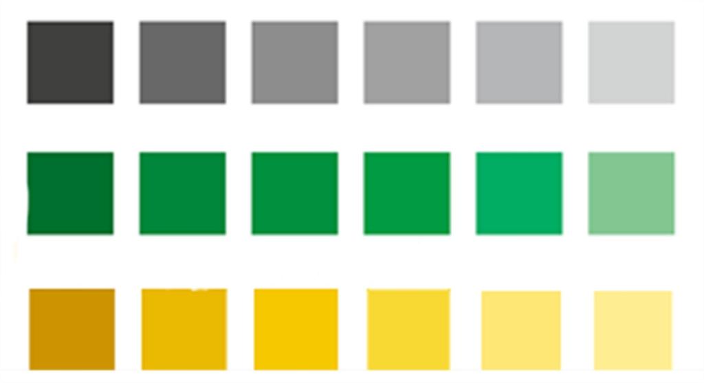 Figuur 16 Kleurenreeksen met wit. Primaire, secundaire en tertiaire kleuren In de kleurenleer komen we de termen primaire, secundaire en tertiaire kleuren tegen.