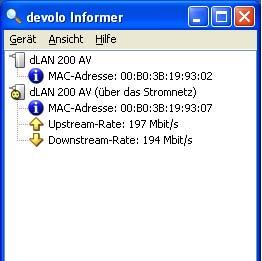 12 devolo dlan 200 AV-software 3.3 Overzicht in het dlan 200 AV met de devolo Informer Met de Informer hebt u altijd een overzicht van de dlan 200 AV-toestellen in uw dlan 200 AV-netwerk.