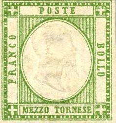 Dus drukte de Sardijnse Post op 14 februari 1861 een reeks van 8 zegels met dezelfde frankeerwaarde in Grana en Tornese als de zegels die op dat ogenblik in gebruik waren in Sicilië.