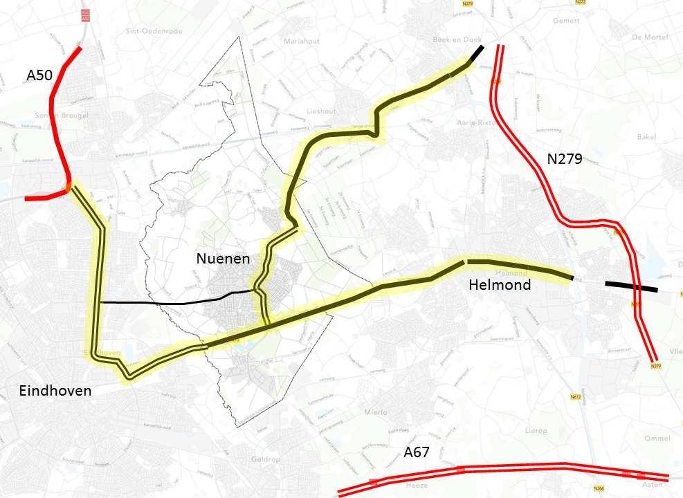 figuur 10: keuze voor uitvoering van de maatregelen in de regionale bundelroute Stap 2: Kiezen we voor een bundelroute via de Smits van Oyenlaan of een oostelijke randweg?