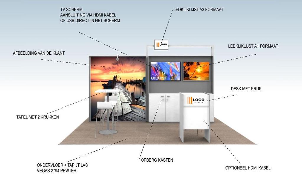 Sponsorpakket Gold Standbouw Een stand van 11,25 m² op de beursvloer (uniforme standbouw) Programma Eén sessie van 40 minuten in het parallelle programma passend binnen de onderwerpen van Connect to