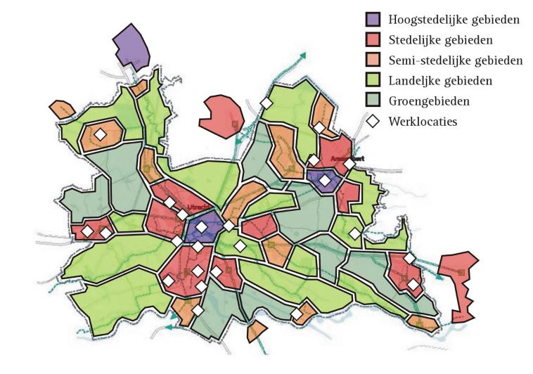 figuur 1: gebiedtypologie voor het streekvervoer De gebiedstypologie voor het stadsvervoer (Amersfoort) is opgenomen in bijlage 2-2. Frequenties Indien een kern of wijk meer dan 2.