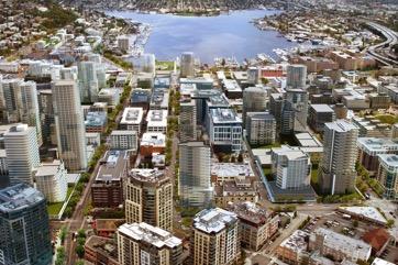 Zoning plan + incentive/up-zoning: casus Seattle South Lake Union Seattle, VS. Ca. 685.000 inwoners (2015) Omvang 18ha., ca. 500.
