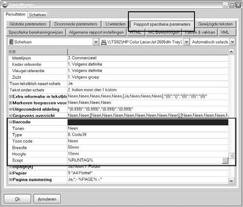 RESULTATEN Barcodes tonen op alle HTML rapporten (TOM 2442) Mogelijkheid voorzien om per HTML rapport een algemene barcode te kunnen genereren en tonen.
