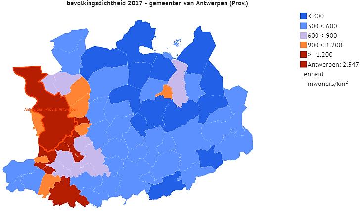 5. RESULTATEN VAN HET ONDERZOEK IN ANTWERPEN 5.1 Morfologie De provincie Antwerpen telt 1.844.924 inwoners op een oppervlakte van 2.867 km² (FOD Binnenlandse Zaken, 2018; Informatie Vlaanderen, 2018).