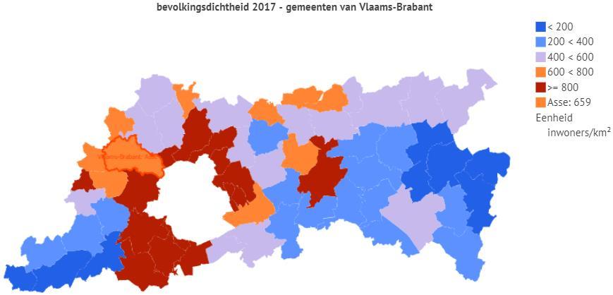 6. RESULTATEN VAN HET ONDERZOEK IN VLAAMS-BRABANT 6.1 Morfologie De provincie Vlaams-Brabant telt 1.137.798 inwoners op een oppervlakte van 2.