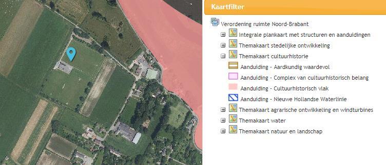 Ruimtelijke onderbouwing Sportpark De Rijbos - Oijen, pag. 29 van 58 Figuur 12: uitsnede themakaart water Vr2014 (bron: www.ruimtelijkeplannen.nl). De projectlocatie is globaal rood omlijnd.