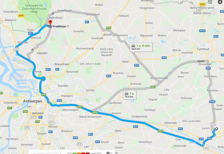 ROUTEBESCHRIJVING De reisduur is zonder verkeer ongeveer een klein uur vanaf onze chiro.