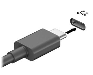 Apparaten aansluiten op een USB Type-C-poort (alleen bepaalde producten) OPMERKING: Als u een USB Type-C-apparaat op uw computer wilt aansluiten, hebt u een USB Type-C-kabel nodig die u apart moet