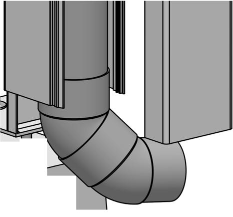 Bevestig aan de onderzijde van de bladvanger een PVC regenwaterafvoerpijp en zorg dat deze ver genoeg onder de staander uitkomt voor het verdere verloop. 19.