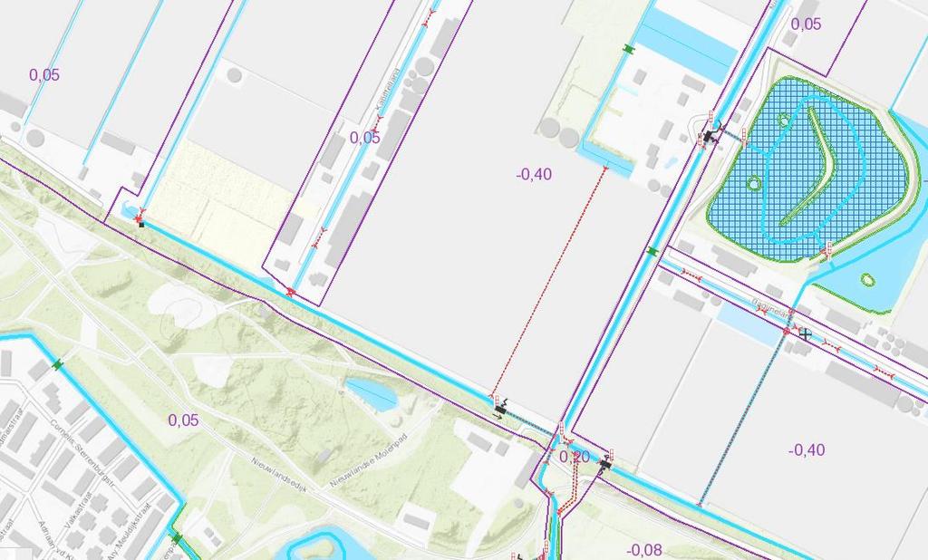 Watersysteem De watergang bij Kapittelland betreft een polderwatergang en ligt binnen het peilgebied I (+0,05 m NAP).