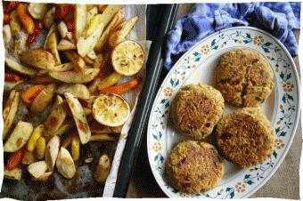 Kikkererwtenburger met geroosterde wintergroenten en zure room Main Course 45 min In the crate 2p 3p 4p Rainbow carrot (g) 300 450 600 Parsley root (g) 200 300 400 Potatoes (g) 400 600 800 Onions (g)