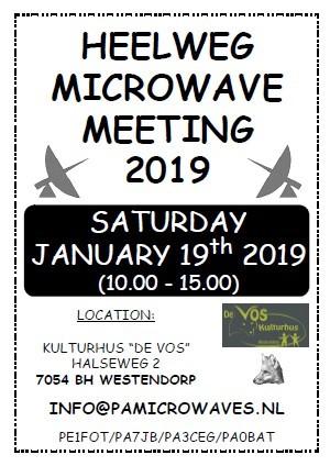 Heelweg Microwave Meeting 2019 Op 19 januari 2019 bent u, zoals gewoonlijk, weer van harte welkom op onze microgolfmeeting in Westendorp.
