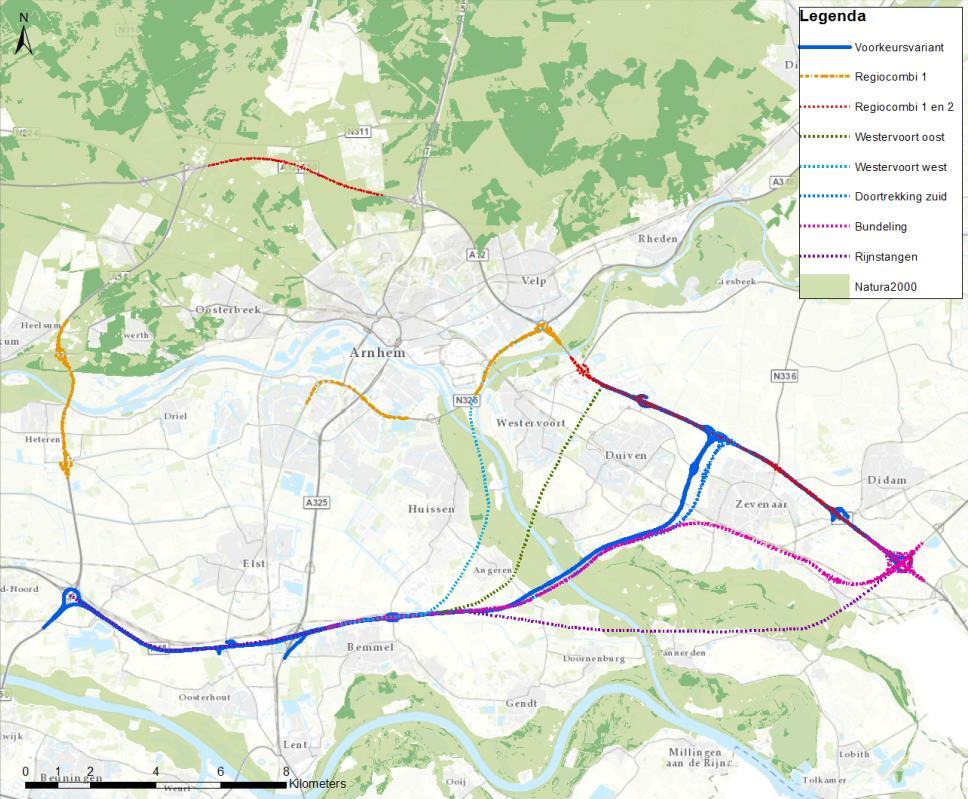 Tracébesluit A12/A15 Ressen Oudbroeken (2019) februari 2019 Ook is in de TN/MER opgenomen welke alternatieven reeds eerder zijn afgevallen, te weten beide Westervoort liggingen en het Rijnstrangen