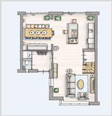 Culinair 1 excl. keuken (tekening V-451b) - er wordt geen keuken geleverd, wel de aansluitingen voor de eiland opstelling - i.v.m.