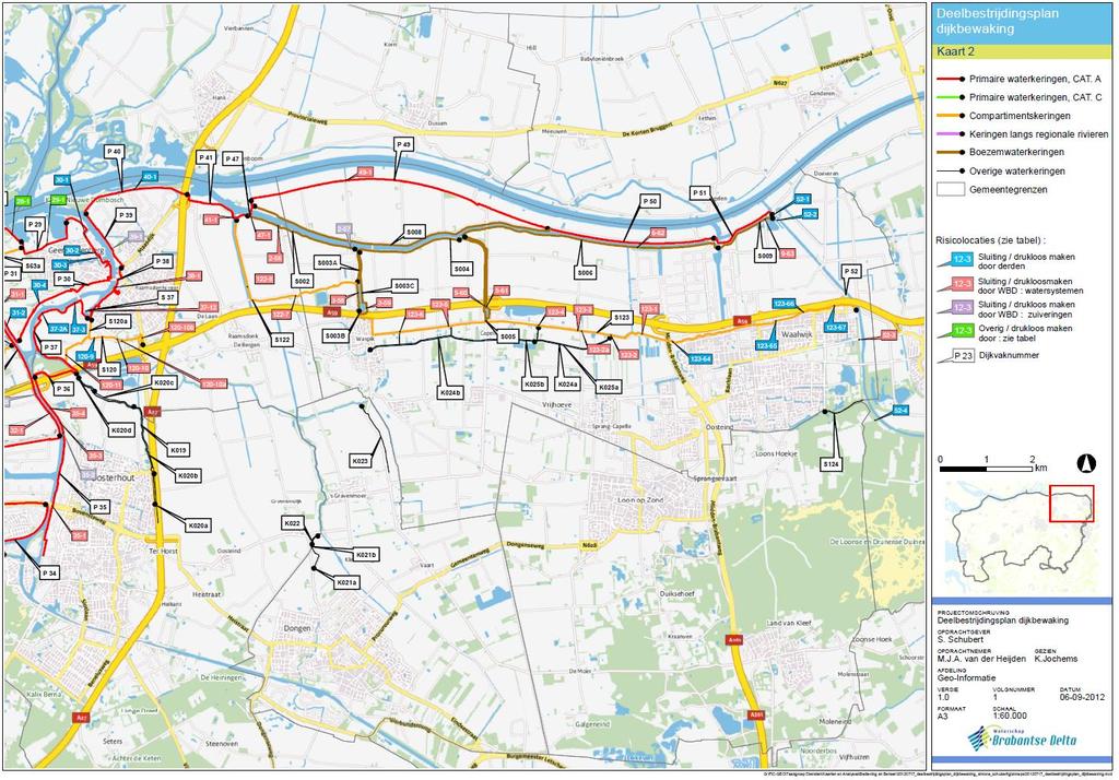 3.2.2.3. Kaart risico-objecten tussen Raamsdonksveer en Waalwijk (hoort bij de hierna volgende tabel) NB: kaart