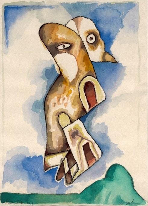 000,- Naam kunstenaar: Lucebert (1924-1994) Titel: Vogel Techniek: aquarel Afmeting: