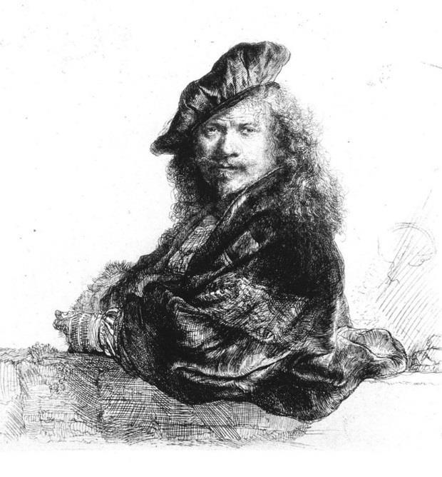 Rembrandt (1924-1994) Titel: zelfportret Techniek: ets - reproductie Herkomst: door Jhr en mevrouw