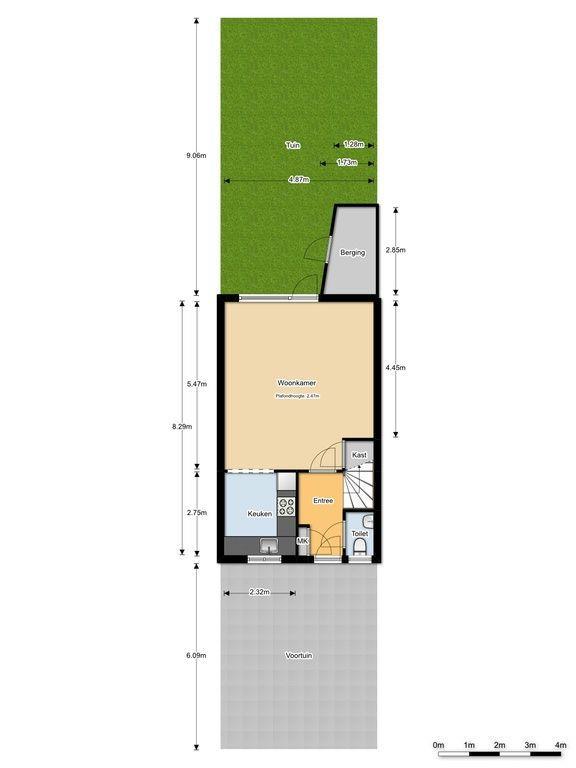 plattegronden Begane grond + tuin (aan bovenstaande afbeelding