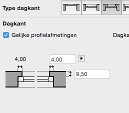 Kies bij de instellingen van het raam voor het hoofdstuk dagkant Hier kan de keuze voor de juiste vorm gemaakt