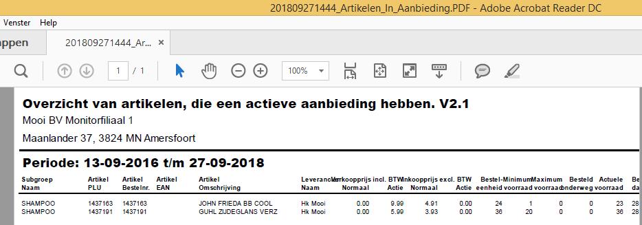 In onderstaande afdruk is te zien dat als ik patch003 NIET plaats de