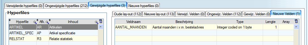 1 Verwijderde Hyper File bestanden Nieuwe Hyper File bestanden Geen Geen Gewijzigde Hyper