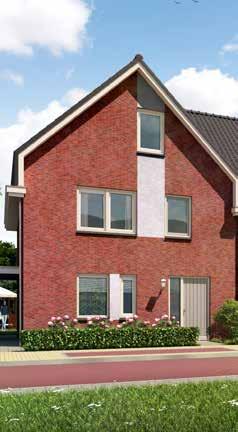 Gevels kleur en materialenstaat Woning Metselwerk gevel baksteen rood genuanceerd wildverband Metselwerk trasraam baksteen rood genuanceerd wildverband Metselwerk accent baksteen wit keimwerk