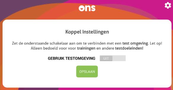 De eerste keer dat de app geopend wordt, is de app nog niet gekoppeld.