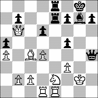 Lg5 O-O 7. Lb3 Pb6 8. Lxf6 exf6 [Hier was 8... Lxf6 wat beter.] 9. Pge2 a5 10. a4 Lg4 11. O-O Te8 12. f3 Ld7 13. Te1 f5 14. Dd3 Dh4 15. g3 Df6 16. Tad1 Te7 17. Pb5 Lxb5 18. Dxb5 Tae8 19.