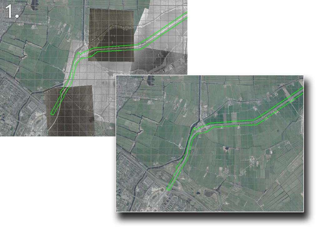 Deellocatie 1 Onderstaande afbeelding toont deellocatie 1. Binnen dit gebied is relatief ingrijpende bodemroering zichtbaar, voornamelijk bestaande uit verrezen gebouwen en de aanleg van wegen.