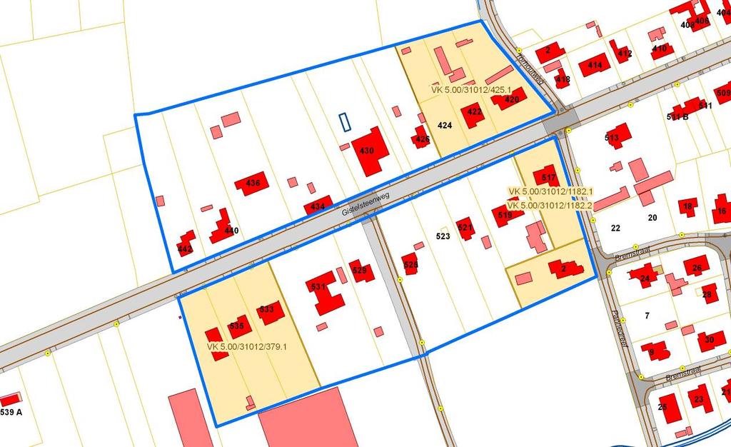 Situering en beschrijving van het plangebied 2.2.3 Bijzondere plannen van aanleg Binnen het plangebied zijn geen bijzondere plannen van aanleg 2.2.4 Verkavelingen Binnen het plangebied zijn verschillende verkavelingen.