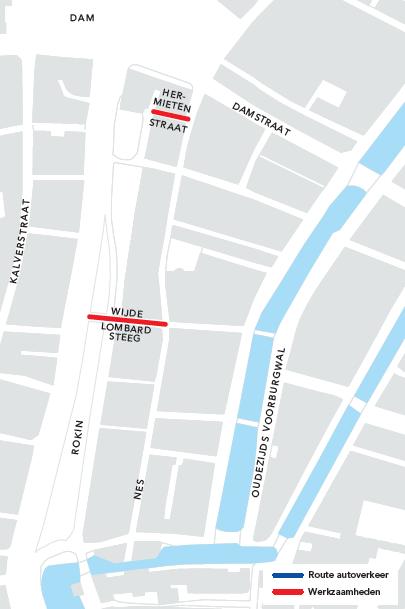 Fase 3: Hermietenstraat en de Wijde Lombardsteeg: deze fase duurt ca 1,5 maand (start begin mei 2019) Fase 3 6. Hoe lang ligt de Nes open?