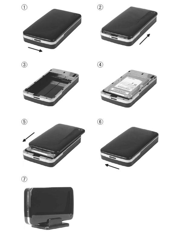 IV. Hardware Installeren 1. Schuif de schakeltoets naar de stand [OPEN]. 2. Schuif het klepje in de richting van de USB poort. 3. Verwijder het klepje 4.