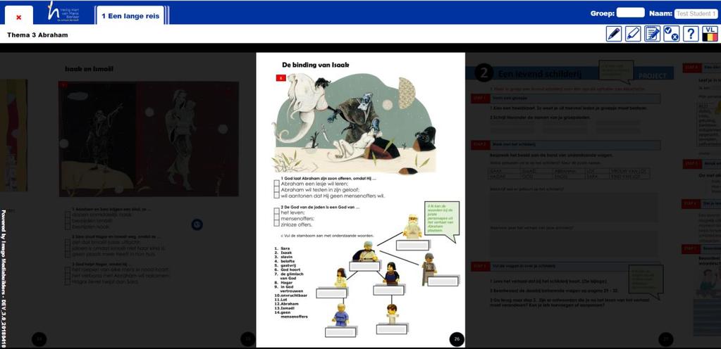 Dit icoontje geeft aan dat er niet bewaarde data is. Op de volgende regel zie je de naam van de cursus waarin je aan het werk bent. Daarnaast zie je een aantal actieknoppen. We overlopen ze samen.